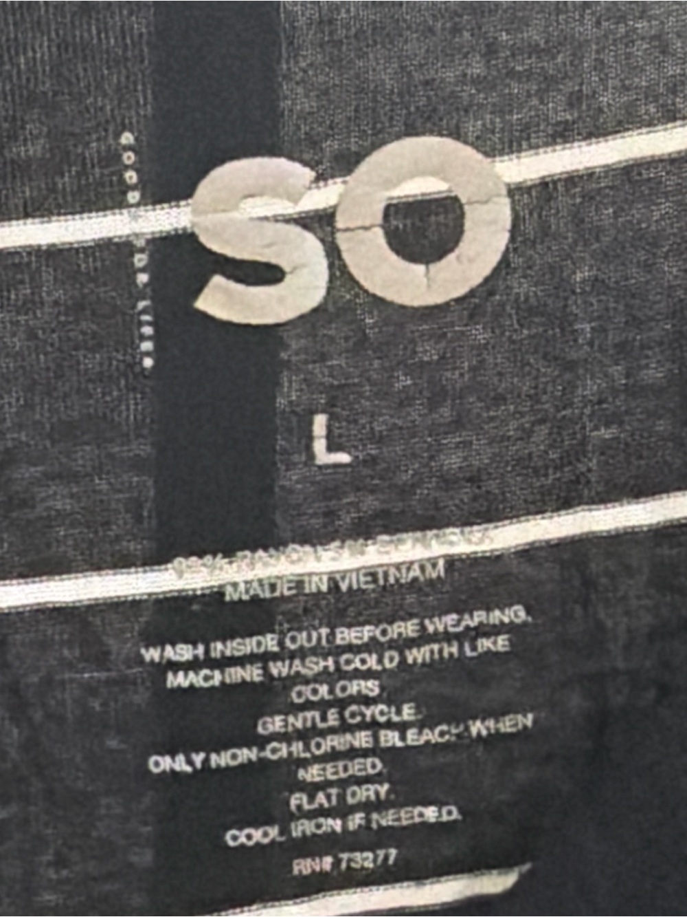 SO Black Striped V-Neck Tee with White Accents - Picture 2 of 3